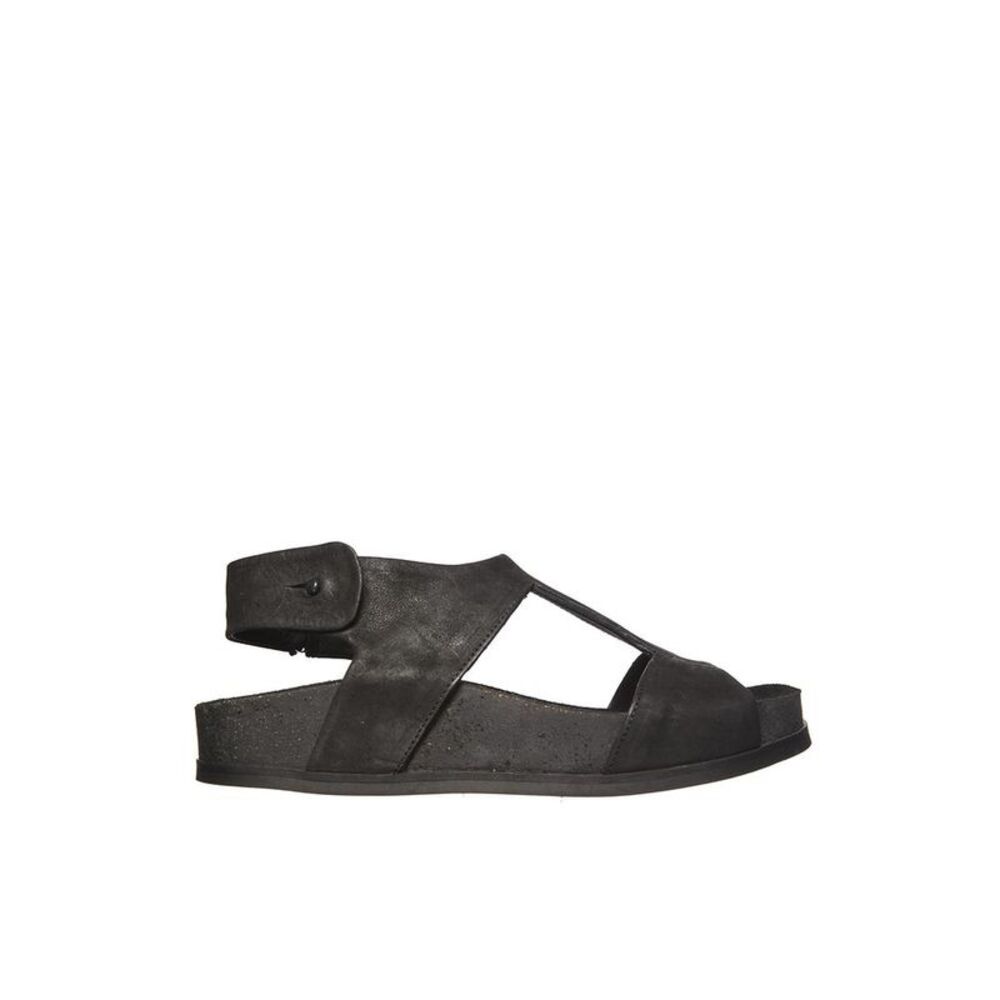 THE LAST CONSPIRACY Women's Black Leather Wedge Sandals Women BLACK Sneakers